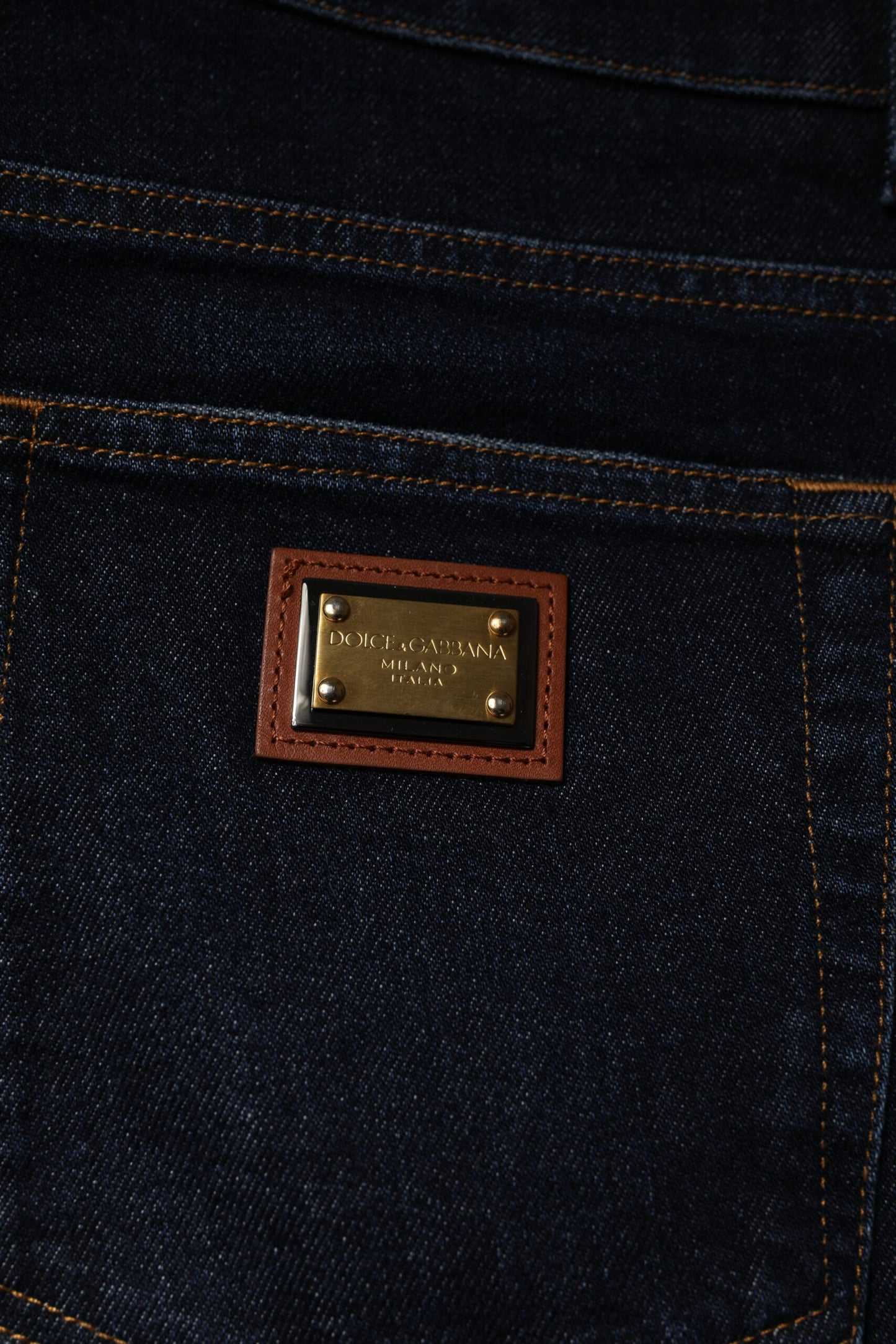 Dolce &amp; Gabbana mörkblå bomullsstretchiga skinny denimjeans