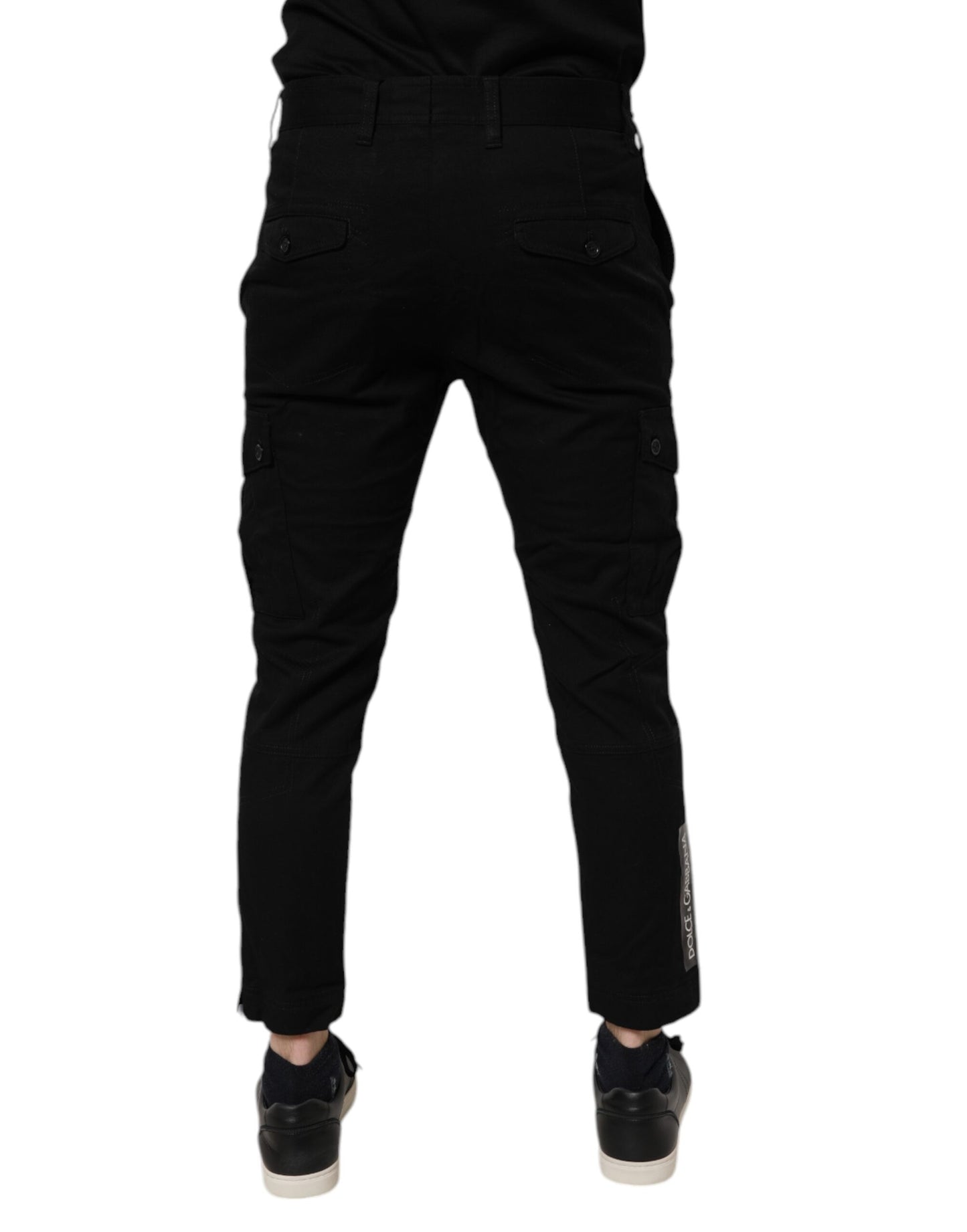 Dolce &amp; Gabbana svarta bomullsstretchiga skinny cargojeans