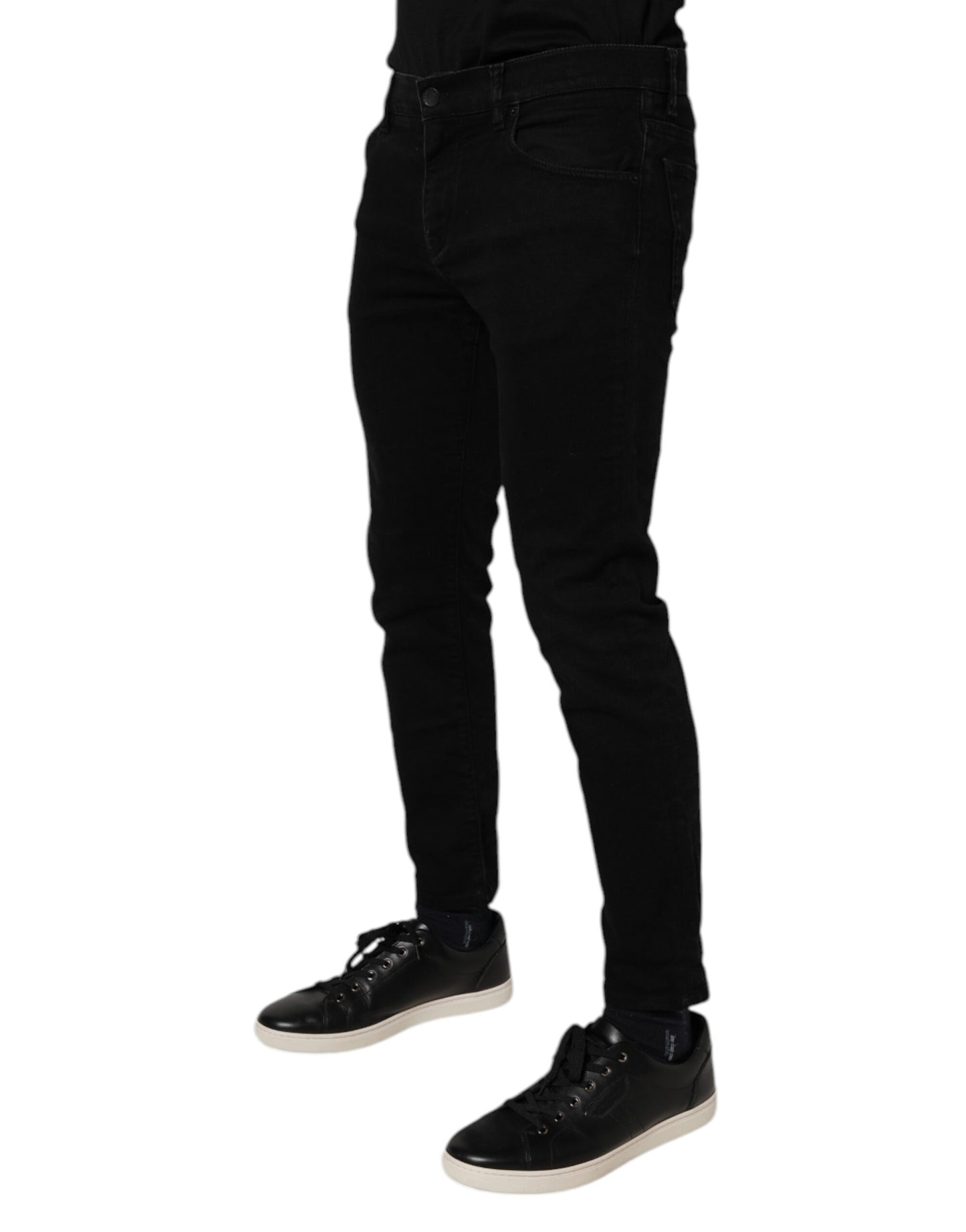 Dolce &amp; Gabbana Svarta Bomullsstretchiga Skinny Jeans Herr