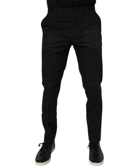 Dolce &amp; Gabbana Svarta Bomulls Stretchiga Slimklänningar Formella Byxor