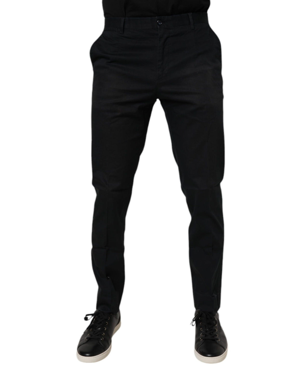 Dolce & Gabbana Black Cotton Stretch Skinny Dress Formal Pants