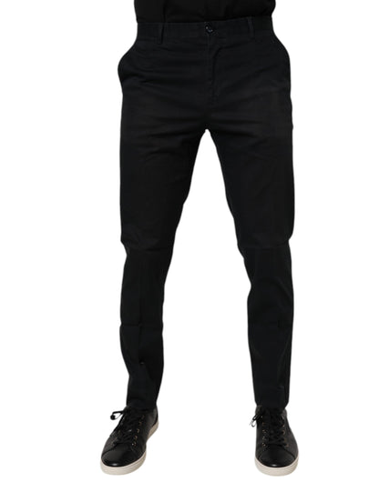 Dolce &amp; Gabbana Svarta Bomulls Stretchiga Slimklänningar Formella Byxor