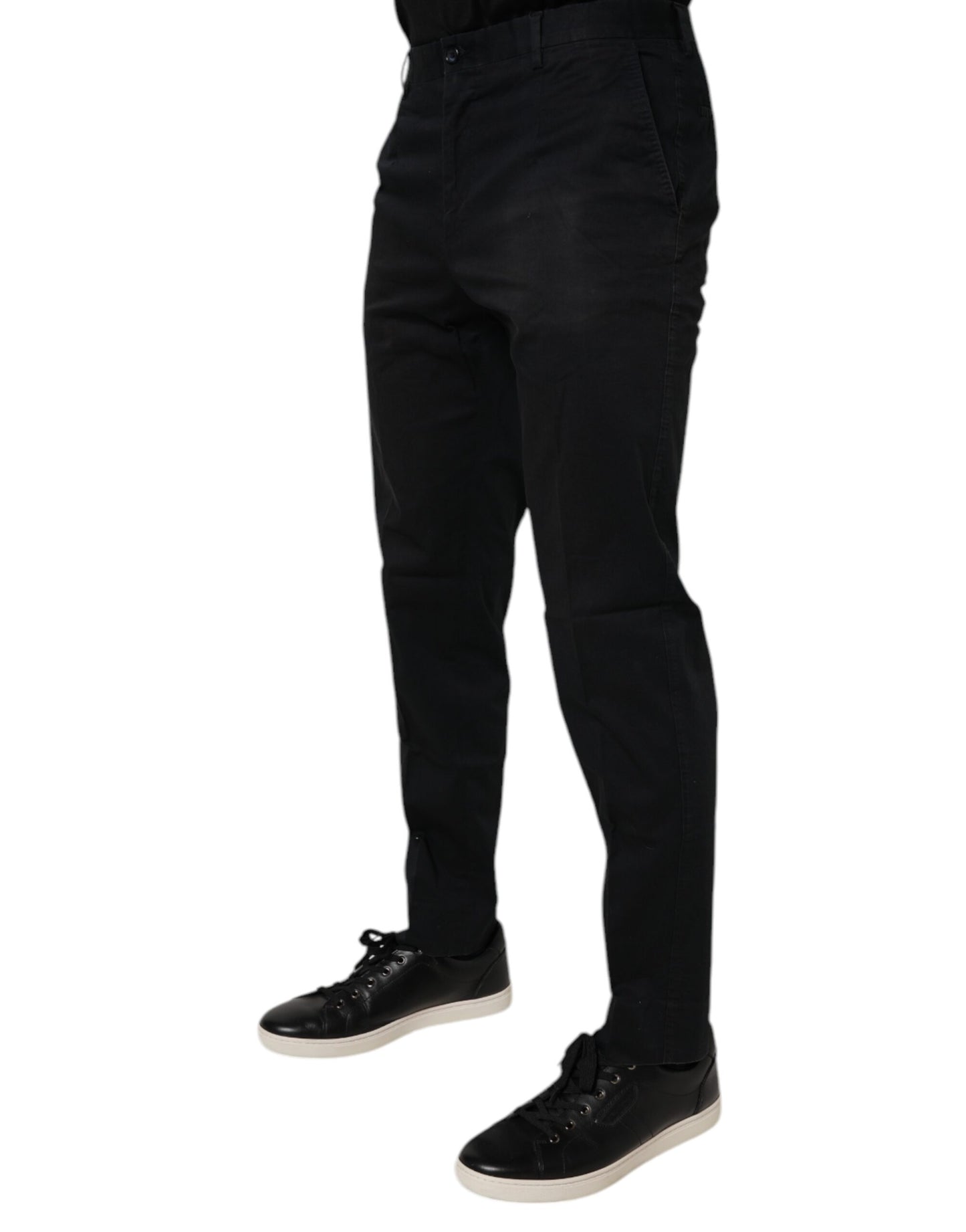 Dolce &amp; Gabbana Svarta Bomulls Stretchiga Slimklänningar Formella Byxor