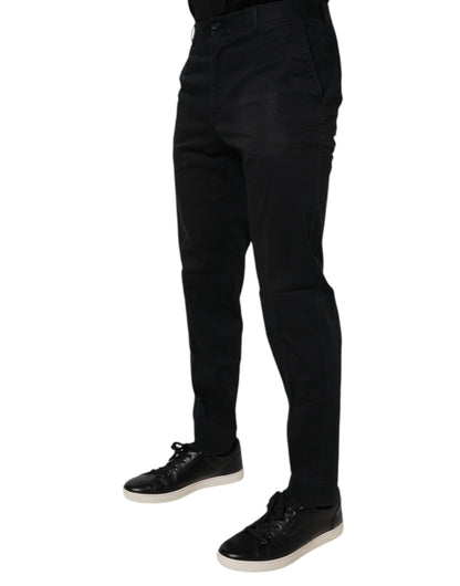 Dolce &amp; Gabbana Svarta Bomulls Stretchiga Slimklänningar Formella Byxor
