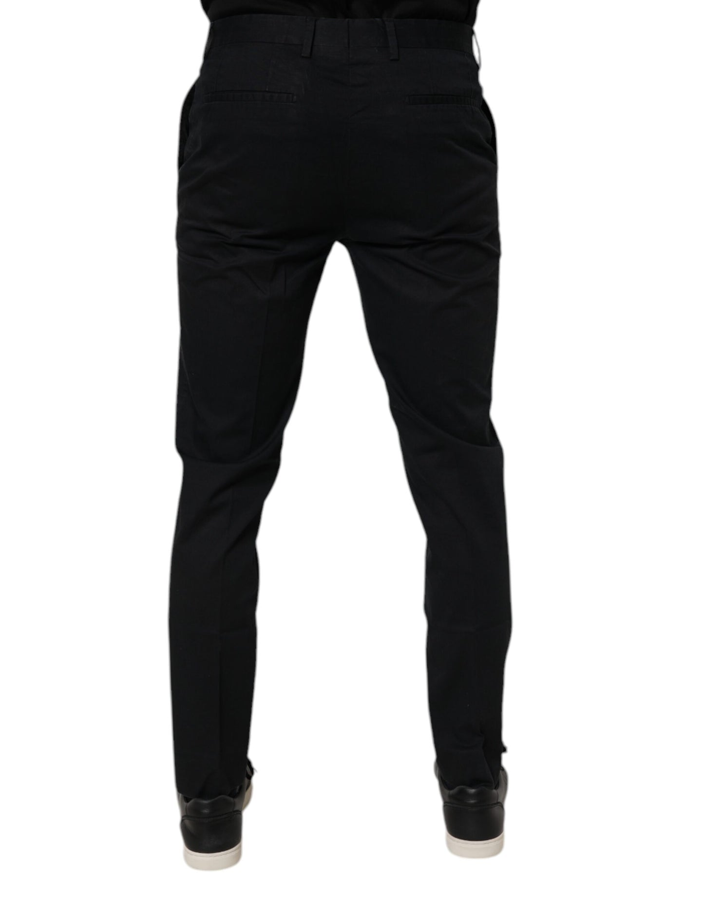 Dolce &amp; Gabbana Svarta Bomulls Stretchiga Slimklänningar Formella Byxor