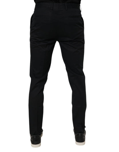 Dolce &amp; Gabbana Svarta Bomulls Stretchiga Slimklänningar Formella Byxor