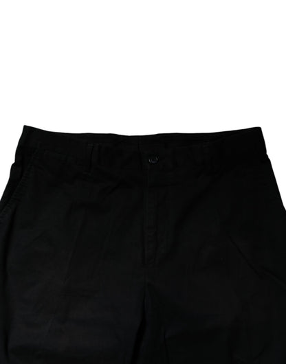 Dolce &amp; Gabbana Svarta Bomulls Stretchiga Slimklänningar Formella Byxor