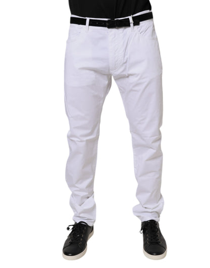 Dolce &amp; Gabbana Vita Bomulls Stretchiga Skinny Klänning Formella Byxor