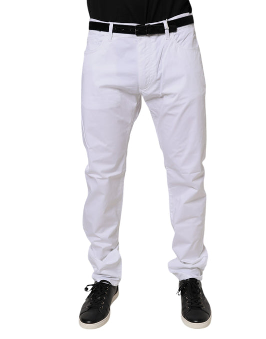 Dolce &amp; Gabbana Vita Bomulls Stretchiga Skinny Klänning Formella Byxor