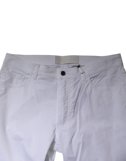 Dolce &amp; Gabbana Vita Bomulls Stretchiga Skinny Klänning Formella Byxor
