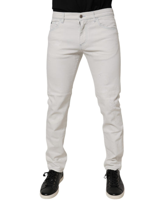 Dolce &amp; Gabbana Vita Bomullsstretchiga Skinny Slim Denim Jeans