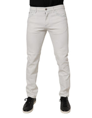Dolce & Gabbana White Cotton Stretch Skinny Slim Denim Jeans