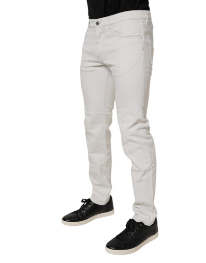 Dolce &amp; Gabbana Vita Bomullsstretchiga Skinny Slim Denim Jeans