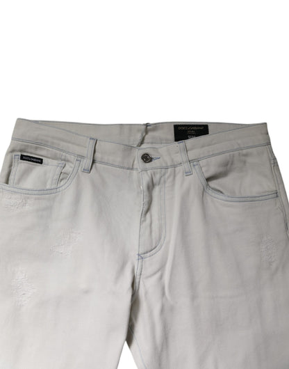 Dolce &amp; Gabbana Vita Bomullsstretchiga Skinny Slim Denim Jeans