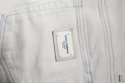 Dolce &amp; Gabbana Vita Bomullsstretchiga Skinny Slim Denim Jeans