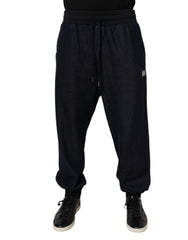 Dolce & Gabbana Black Jacquard Cotton Jogger Sweatpants Pants