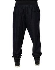 Dolce & Gabbana Black Jacquard Cotton Jogger Sweatpants Pants