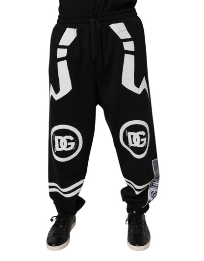 Dolce &amp; Gabbana svarta joggingbyxor med logotyp i bomull