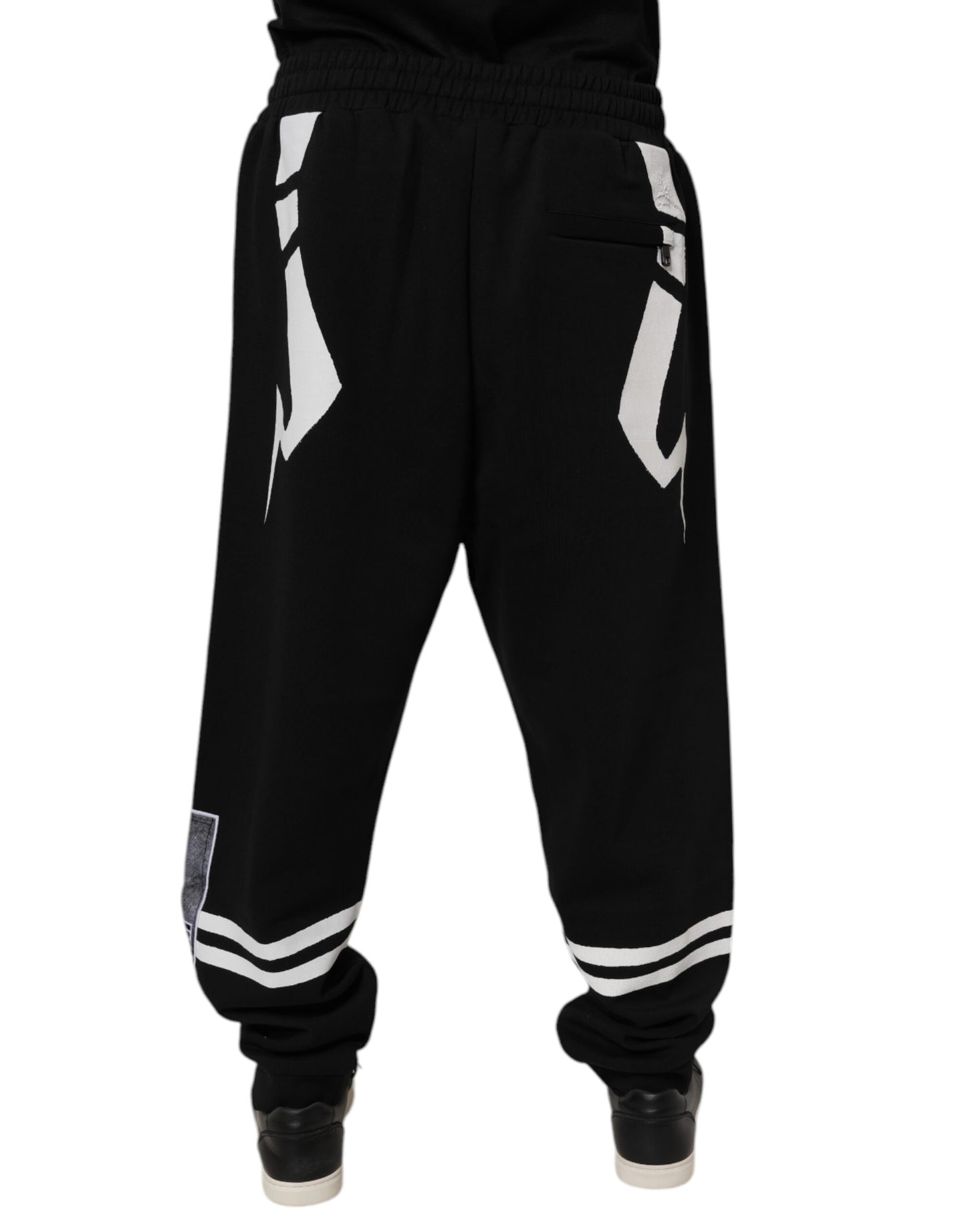 Dolce &amp; Gabbana svarta joggingbyxor med logotyp i bomull