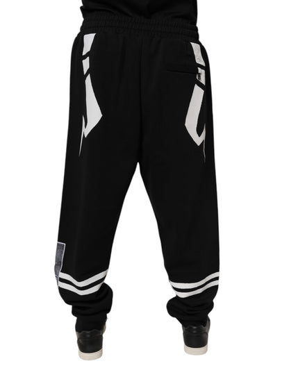 Dolce &amp; Gabbana svarta joggingbyxor med logotyp i bomull
