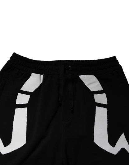 Dolce &amp; Gabbana svarta joggingbyxor med logotyp i bomull