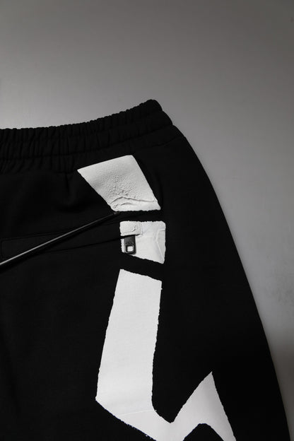 Dolce &amp; Gabbana svarta joggingbyxor med logotyp i bomull