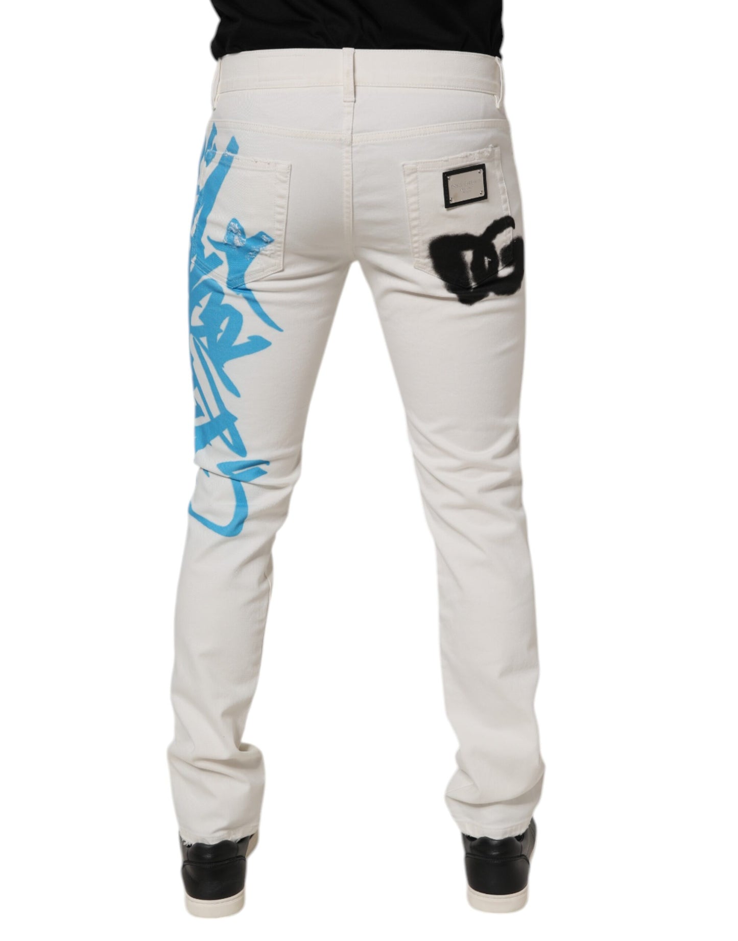 Dolce &amp; Gabbana Vita Trasiga Graffiti Skinny Denim Jeans
