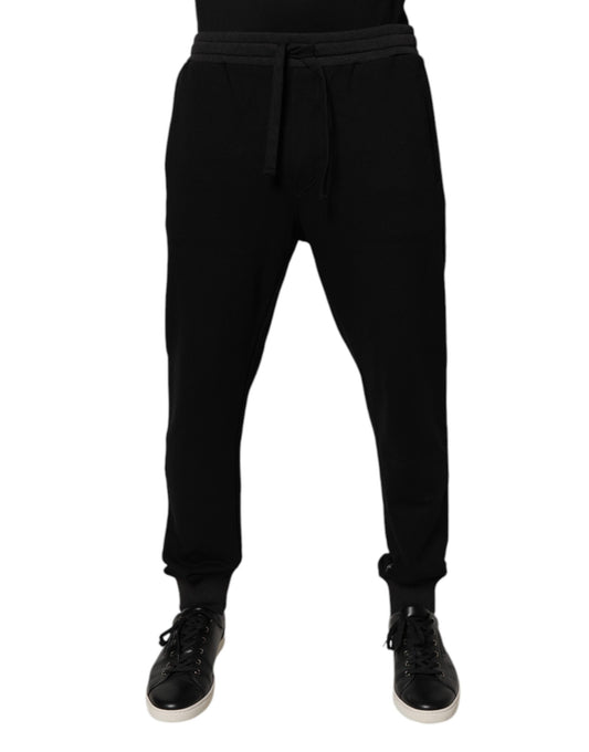 Dolce &amp; Gabbana Svarta Logo Herr Joggingbyxor Bomull Träningsbyxor