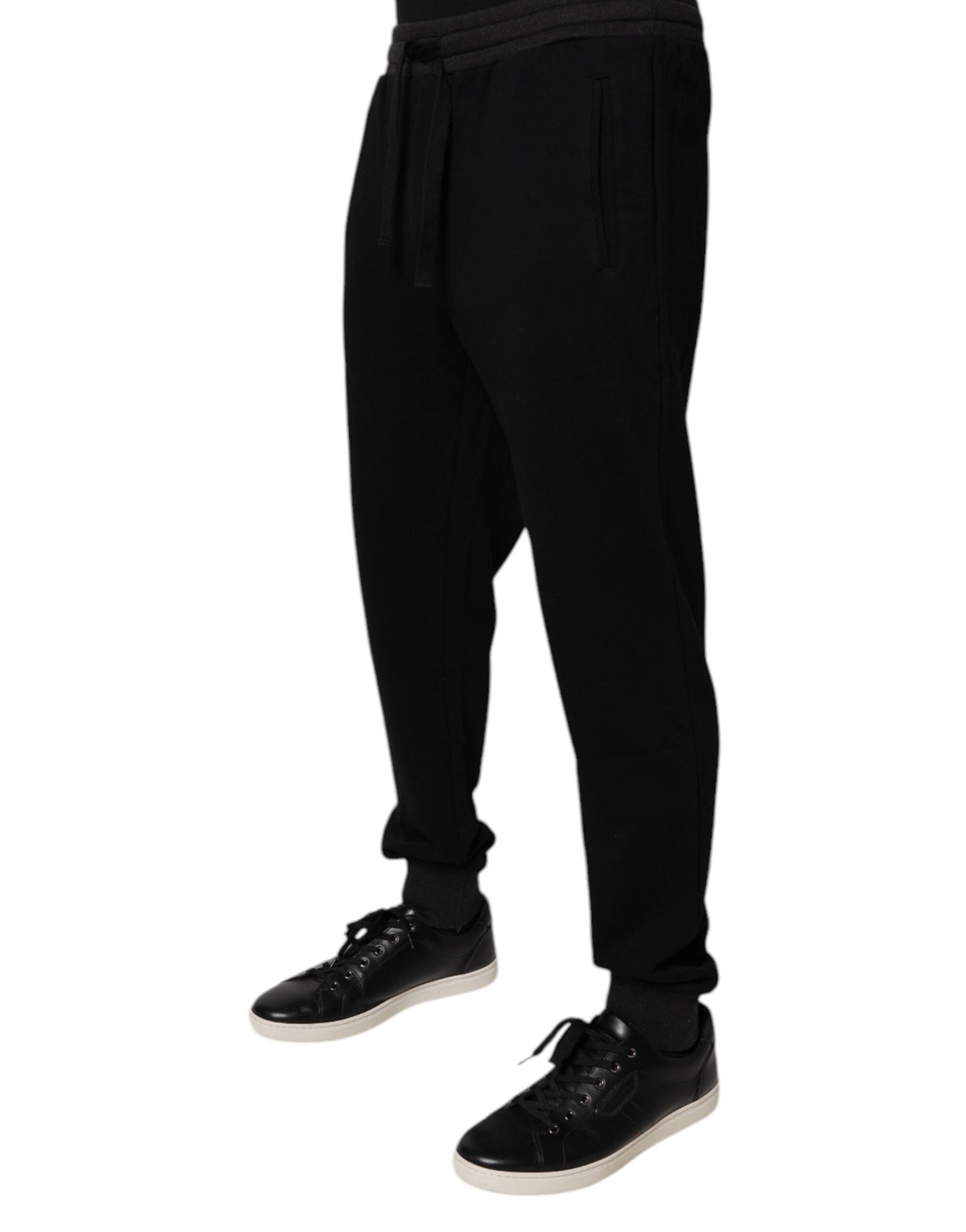 Dolce &amp; Gabbana Svarta Logo Herr Joggingbyxor Bomull Träningsbyxor