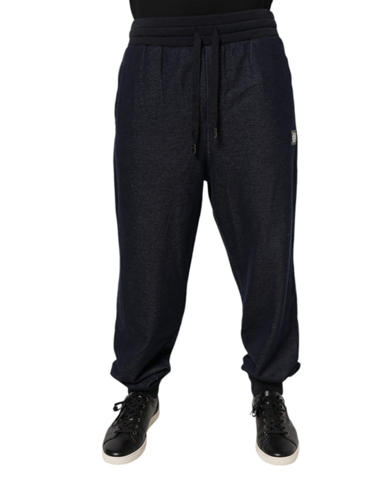 Dolce &amp; Gabbana Svarta Jacquard Jogger Herr Träningsbyxor Byxor