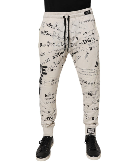Dolce &amp; Gabbana Vita Logotyptryck Herr Skinny Träningsbyxor
