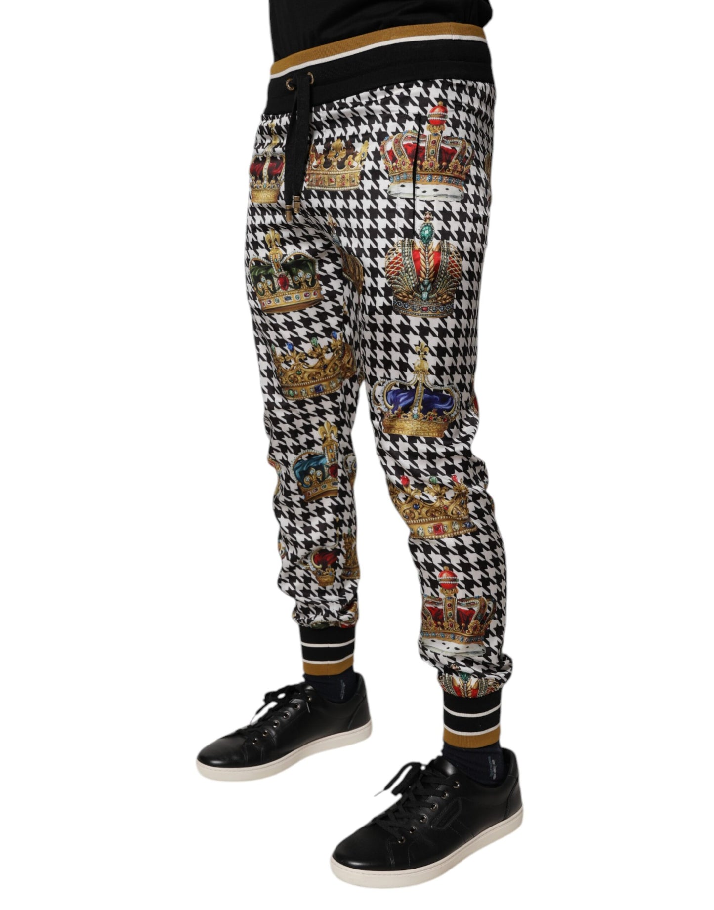 Dolce &amp; Gabbana Flerfarget Hundemønster Krone Herre Joggebukser Bukser