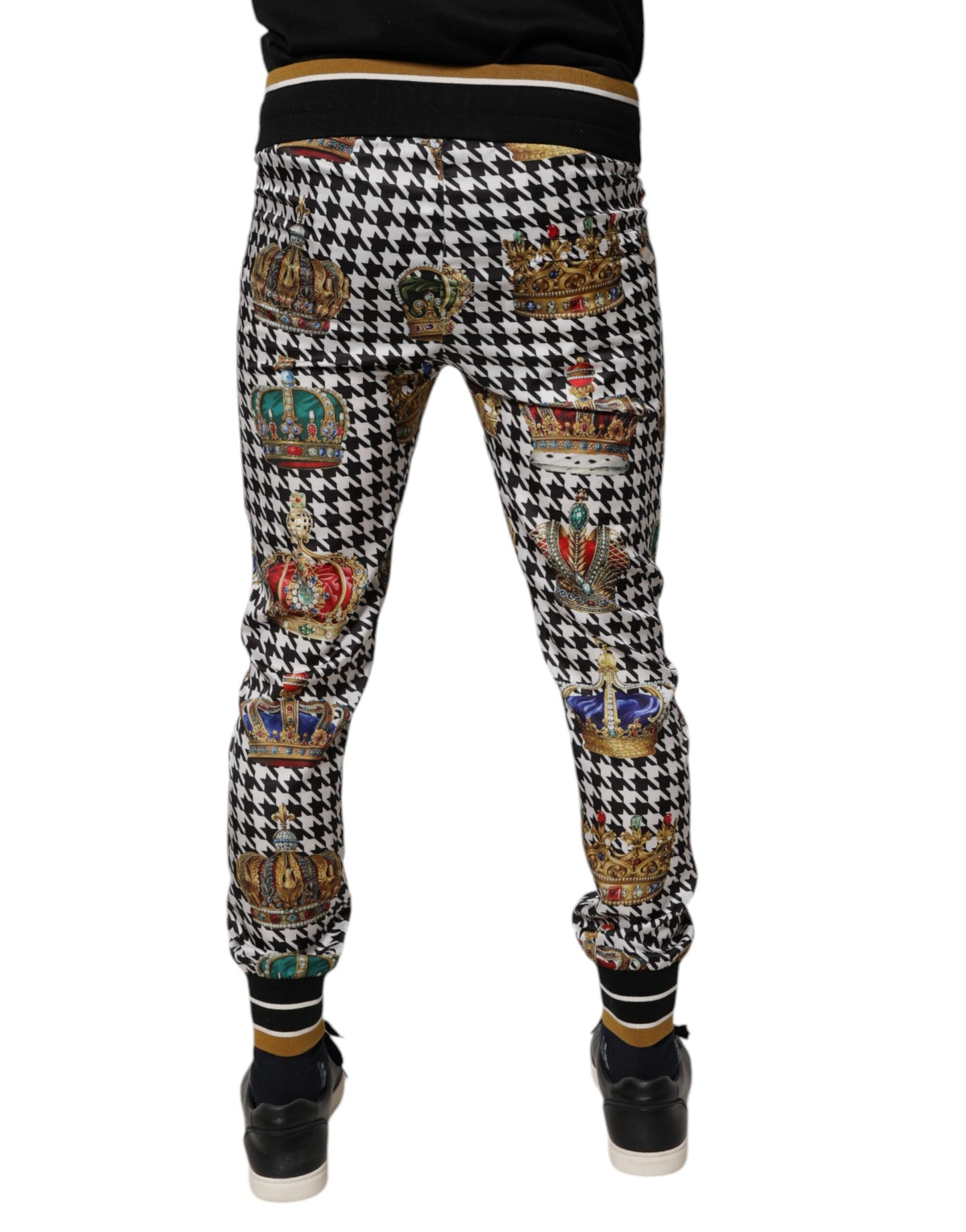 Dolce &amp; Gabbana Flerfarget Hundemønster Krone Herre Joggebukser Bukser