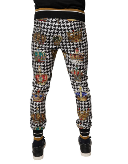 Dolce &amp; Gabbana Flerfarget Hundemønster Krone Herre Joggebukser Bukser