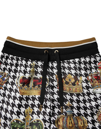 Dolce &amp; Gabbana Flerfarget Hundemønster Krone Herre Joggebukser Bukser