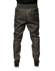Dolce & Gabbana Brown Lambskin Leather Men Sweatpants Pants
