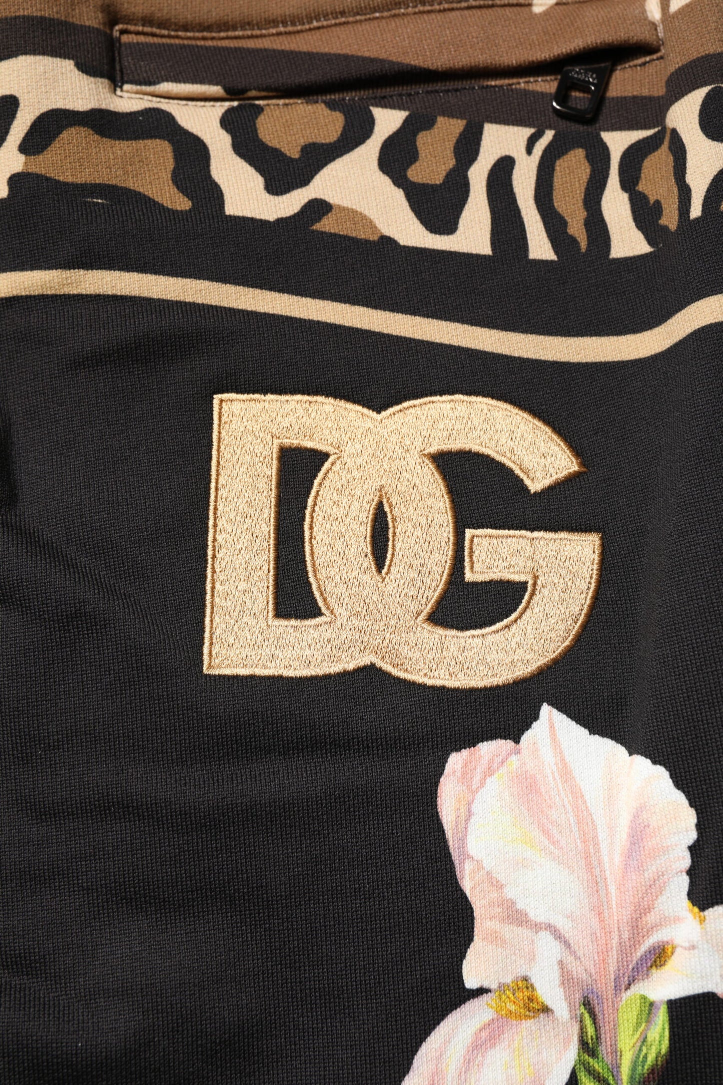 Dolce &amp; Gabbana Svarta Blommiga Joggerbyxor i Bomull
