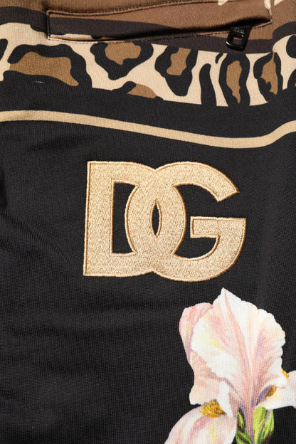 Dolce &amp; Gabbana Svarta Blommiga Joggerbyxor i Bomull