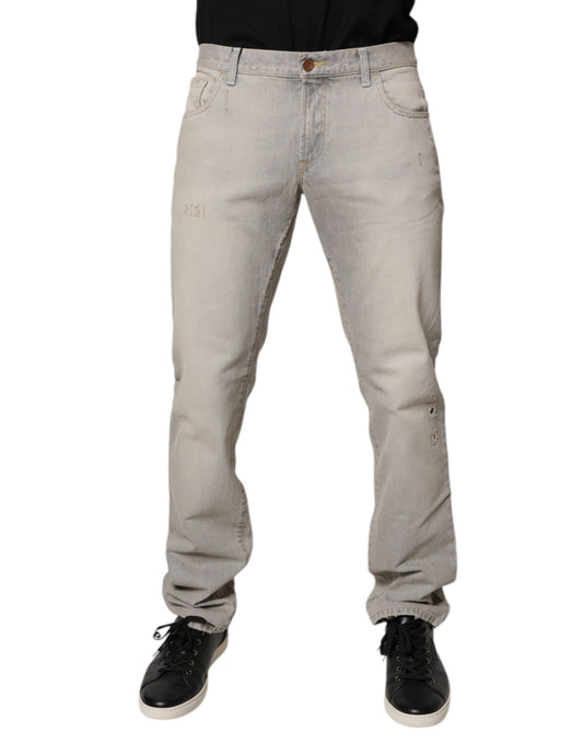Dolce &amp; Gabbana Ljusgrå Bomulls Skinny Denim Jeans