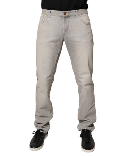 Dolce &amp; Gabbana Ljusgrå Bomulls Skinny Denim Jeans