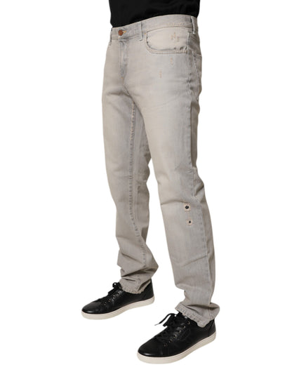 Dolce &amp; Gabbana Ljusgrå Bomulls Skinny Denim Jeans