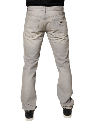 Dolce &amp; Gabbana Ljusgrå Bomulls Skinny Denim Jeans