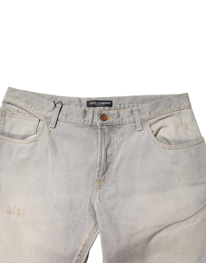 Dolce &amp; Gabbana Ljusgrå Bomulls Skinny Denim Jeans