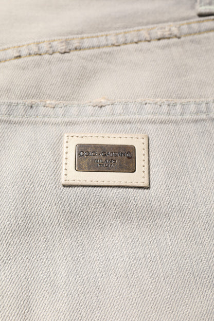 Dolce &amp; Gabbana Ljusgrå Bomulls Skinny Denim Jeans