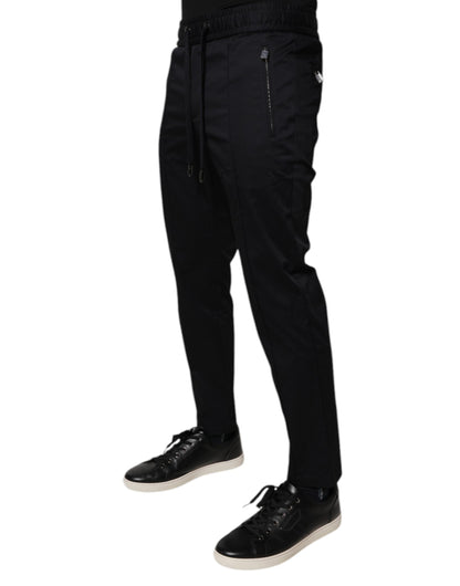 Dolce &amp; Gabbana Mörkblå Bomull Herr Jogger Träningsbyxor