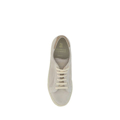 Brunello Cucinelli Cream White Leather Sneakers