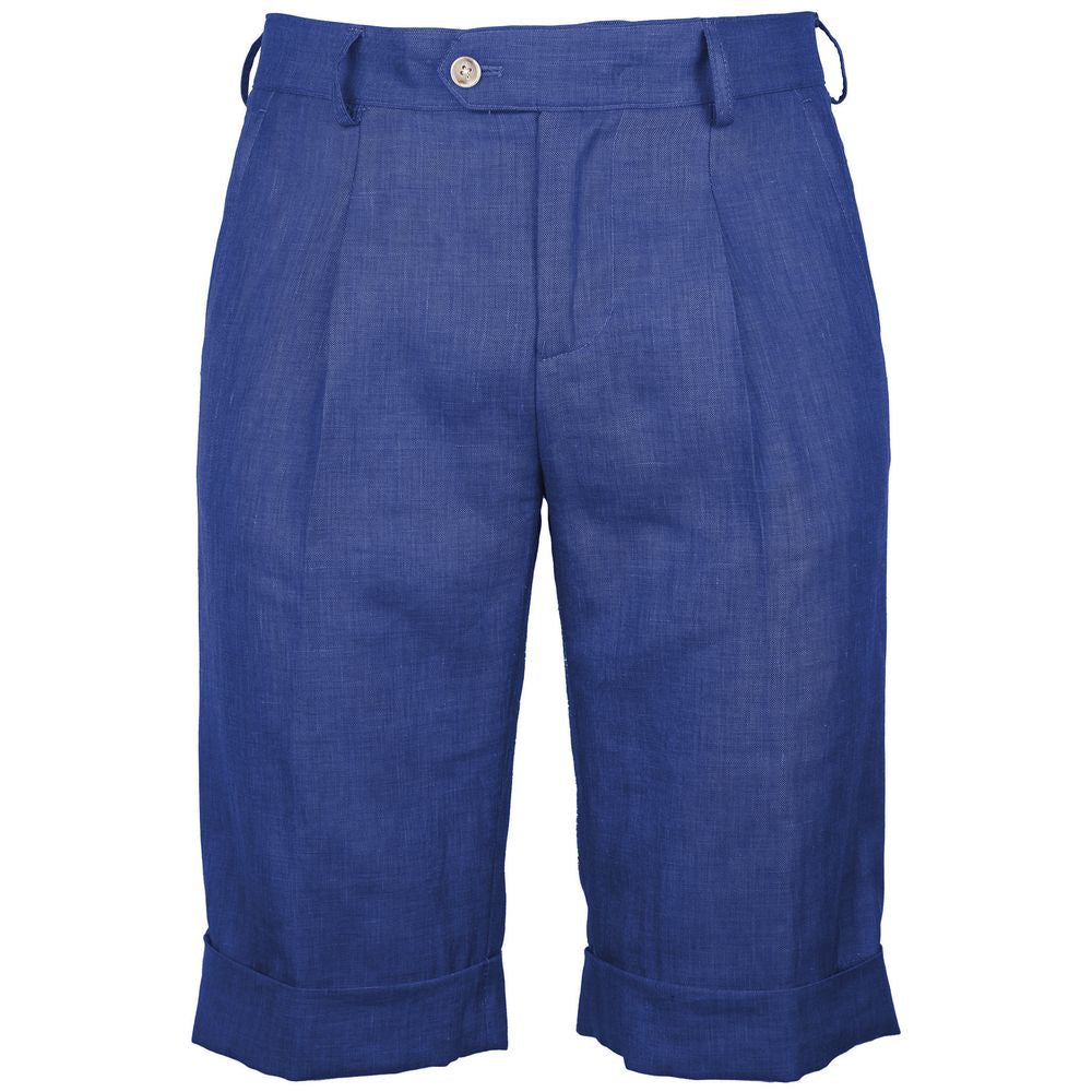 Blå linnekorta shorts