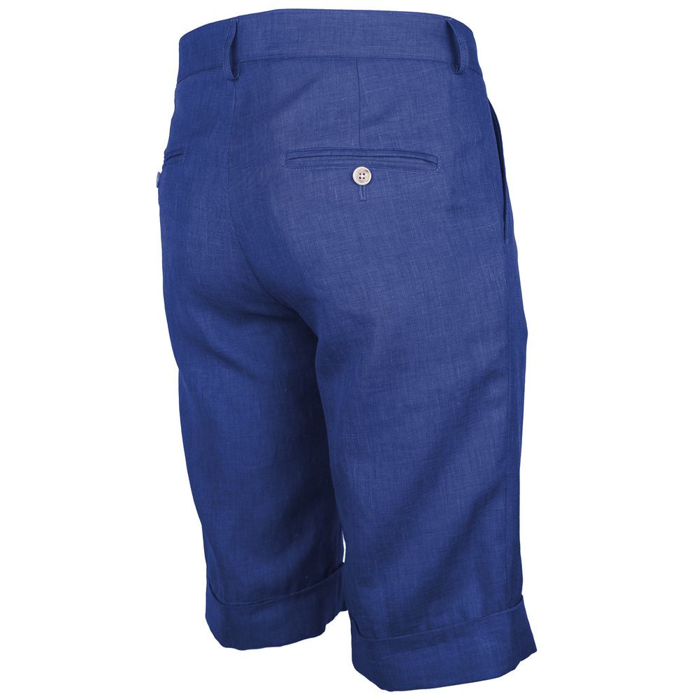 Blå linnekorta shorts