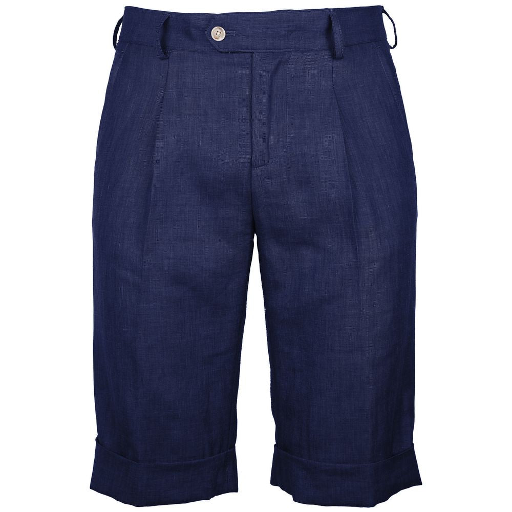 Blå linnekorta shorts