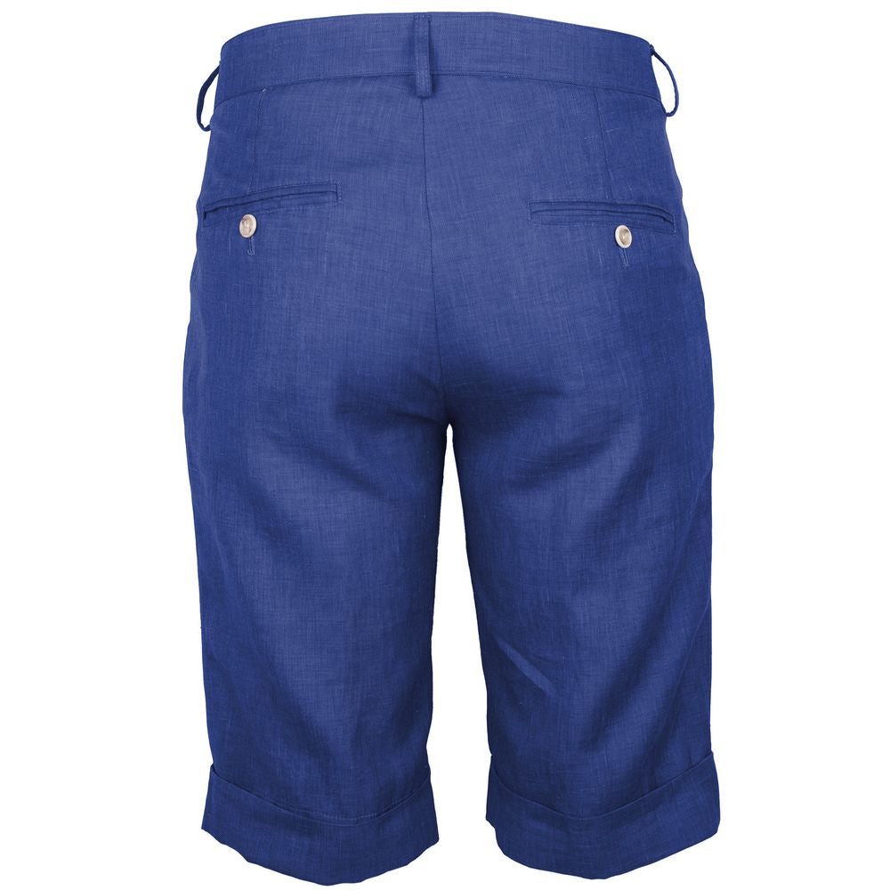 Blå linnekorta shorts